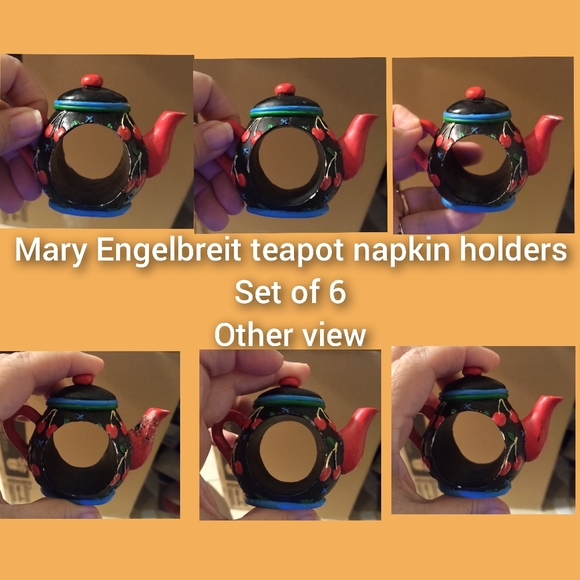 MARY ENGELBREIT Teapot Napkin Holders, Set of 6 (COLLECTOR ITEM)